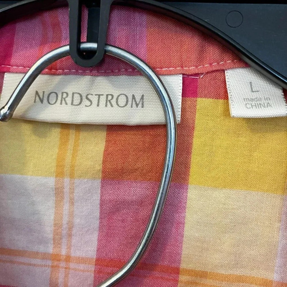 Nordstrom Womens Plaid Tie Capri 100% Cotton Pajama Set Size Large Pink SP EXC - Picture 4 of 12